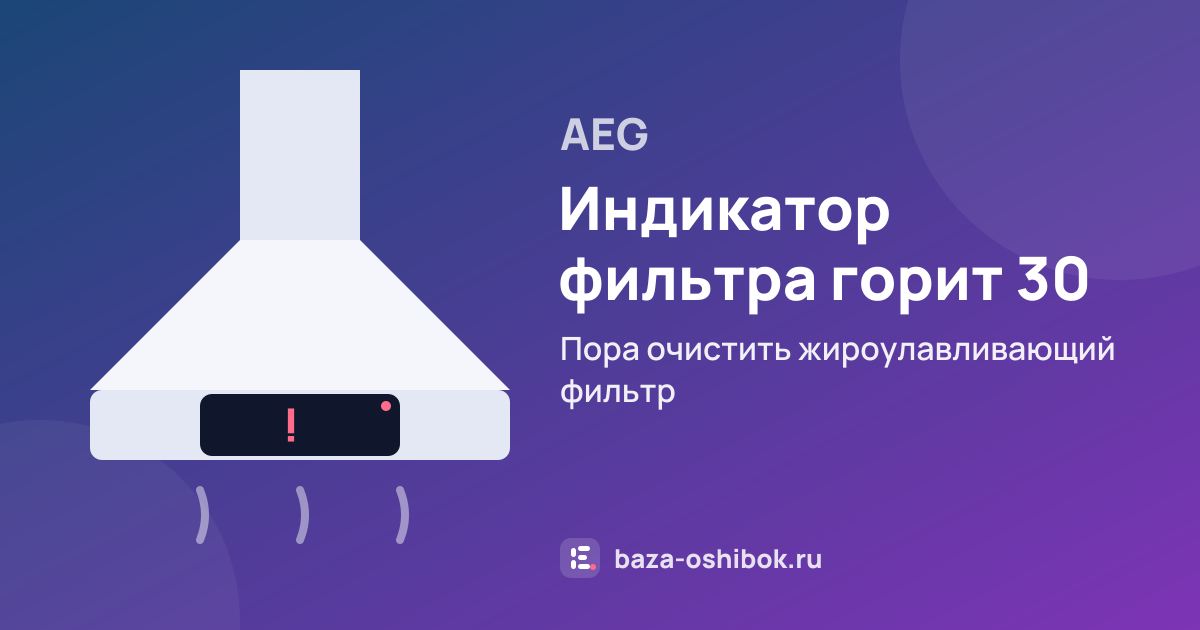 Ошибка Индикатор фильтра горит 30 секунд на стиральной машине AEG — пора очистить жироулавливающий фильтр