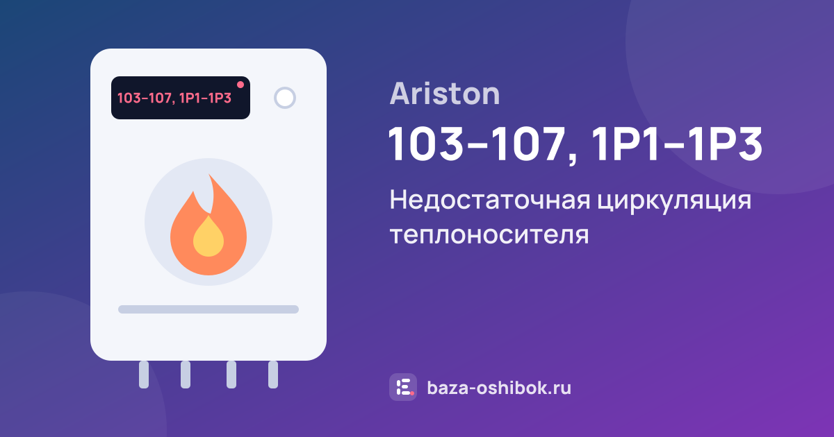 Ошибка 103–107, 1P1–1P3 на котле Ariston — недостаточная циркуляция теплоносителя (1P