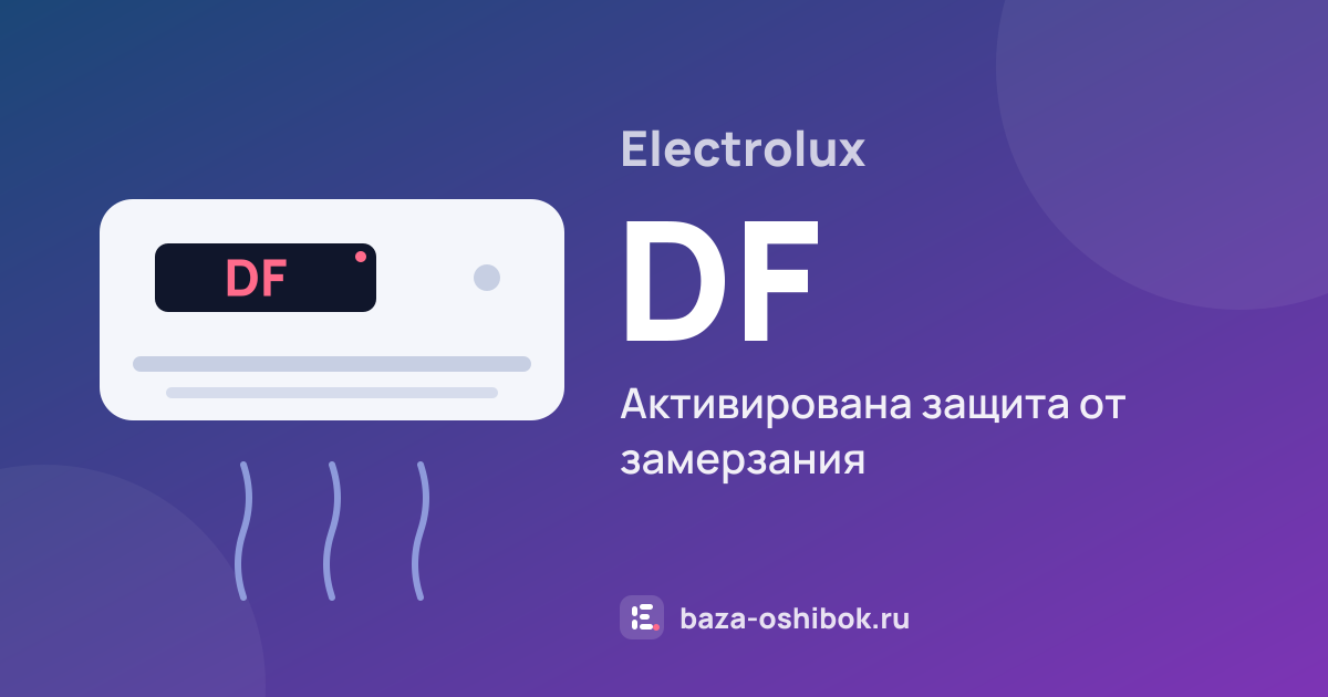Ошибка DF на кондиционере Electrolux — активирована защита от замерзания