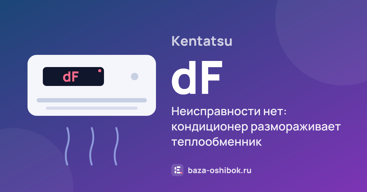 Ошибка dF на кондиционере Kentatsu — неисправности нет: кондиционер размораживает теплообменник