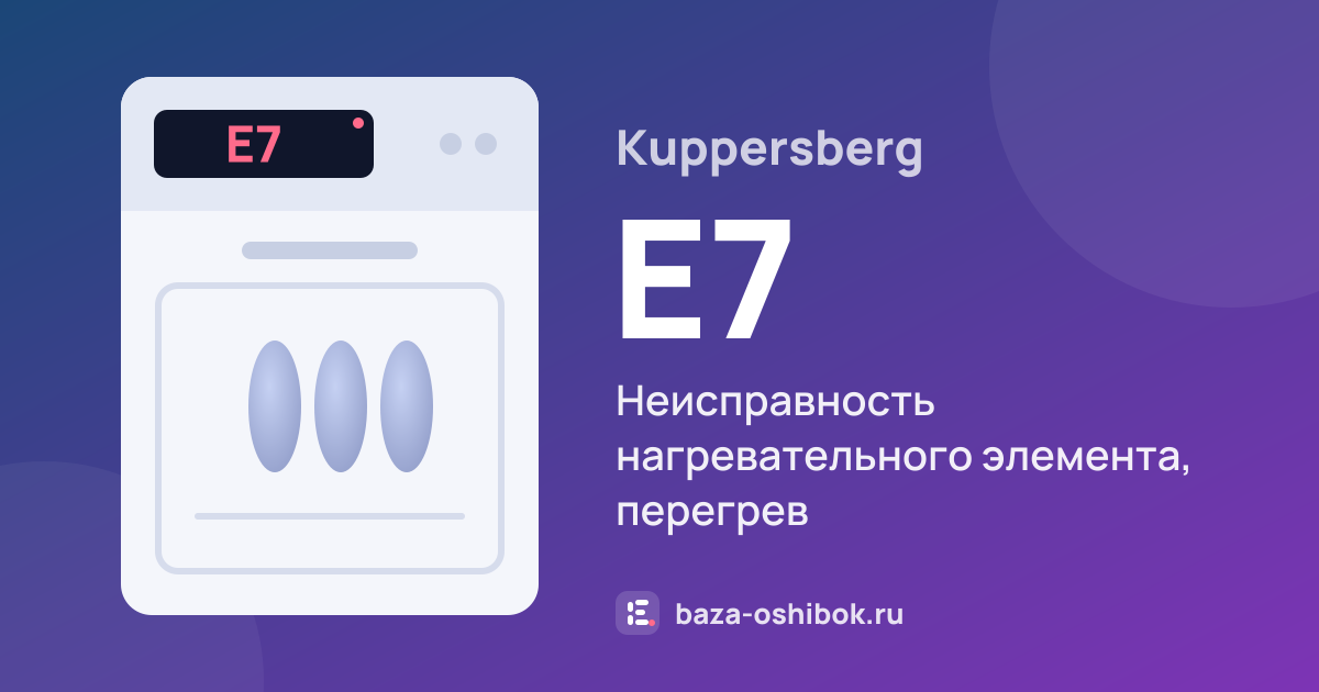 Ошибка E7 на посудомоечной машине Kuppersberg — неисправность нагревательного элемента, перегрев