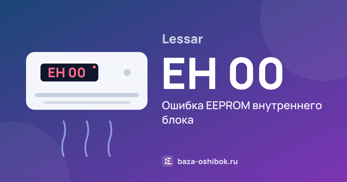 Ошибка EH 00 на кондиционере Lessar — ошибка EEPROM внутреннего блока