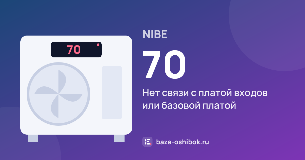 Ошибка 70 на тепловом насосе NIBE — нет связи с платой входов или базовой платой