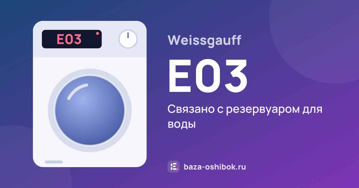Ошибка E03 на сушильной машине Weissgauff — связано с резервуаром для воды